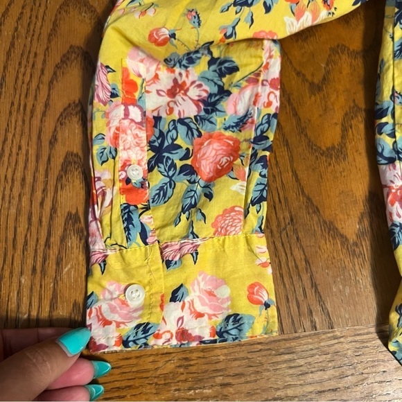 J. Crew Liberty Fabric Magical Bouquet Classic Popover Top in Yellow Floral Sz 0 - Picture 10 of 14